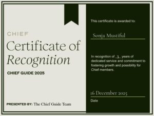 Certificate of Recognition - Chief Guide 2025 - Sonja Musitiful